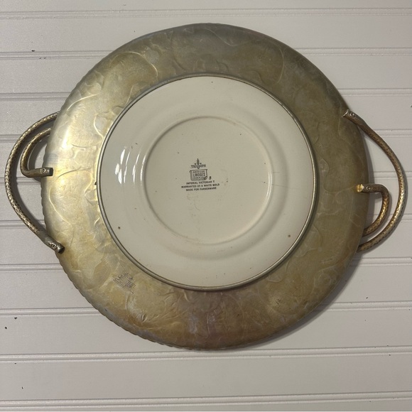 Vintage Farberware Wrought Aluminum & Triumph Limoges Center Plate Platter - Picture 5 of 9